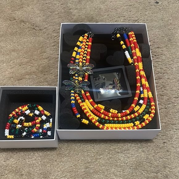 Sassy Jones Colorful Beaded Necklace and Earrings Bracelet Set